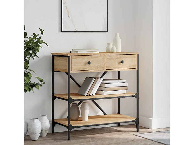 Mesa consola madera de ingeniería roble Sonoma 75x34,5x75 cm ES712787