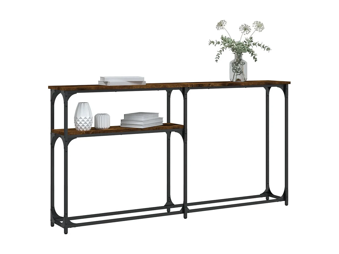 Wandtafel 145x22,5x75 cm bewerkt hout gerookt eikenkleurig NL461384