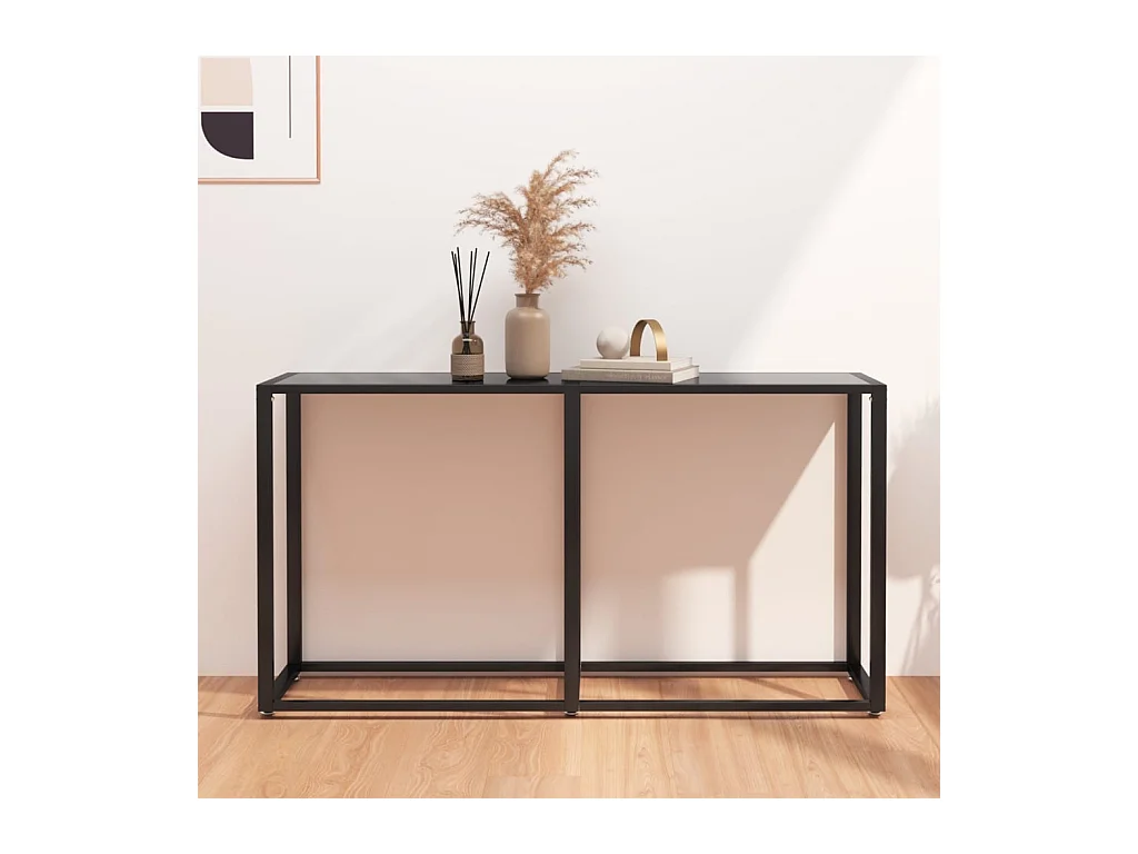 Console Noir 140x35x75,5 cm Verre trempé OFR18375 BonneVie Meuble