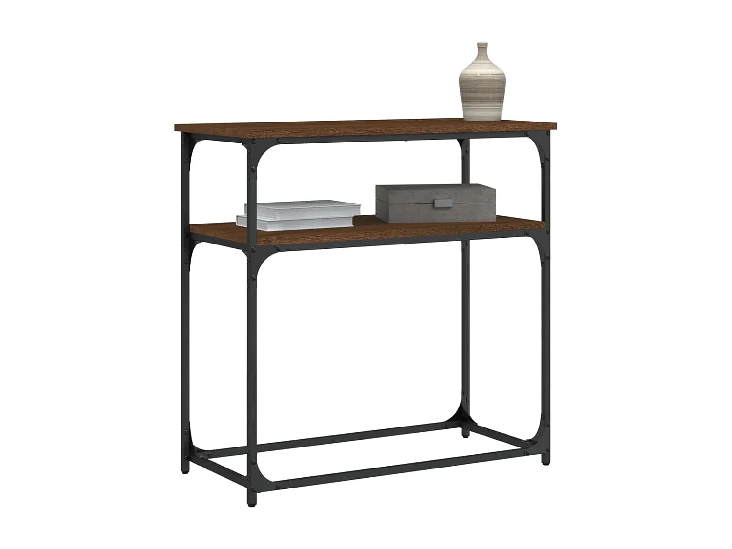 Mesa consola madera de ingeniería marrón roble 75x35,5x75 cm ES697025