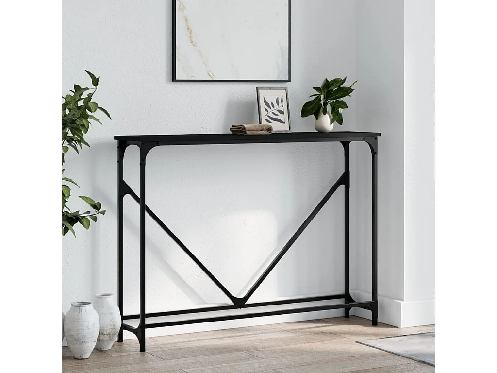 Console noir 102x22,5x75 cm bois d'ingénierie OFR95933 BonneVie Meuble