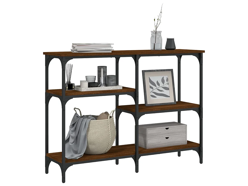 Console chêne marron 102x29x75 cm bois d'ingénierie OFR47336 BonneVie Meuble