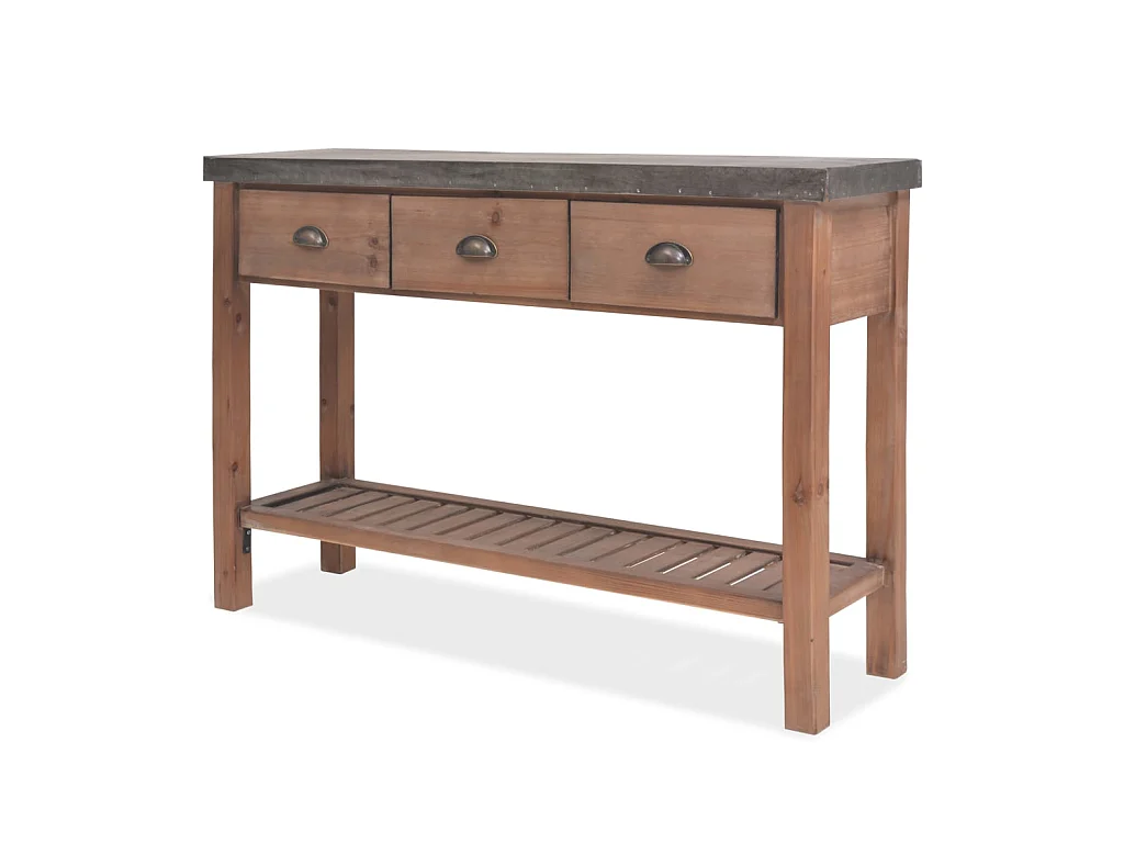 Console Bois massif de sapin 122 x 35 x 80 cm OFR12112 BonneVie Meuble
