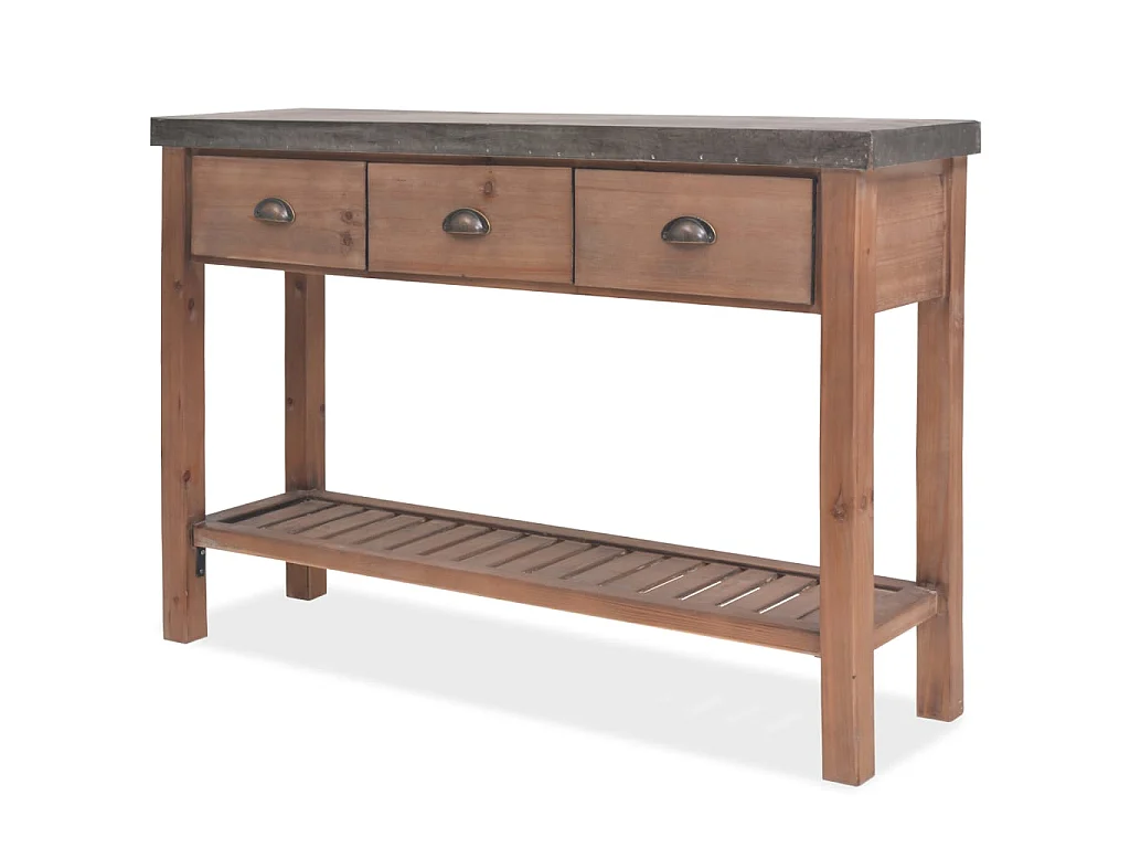 Console Bois massif de sapin 122 x 35 x 80 cm OFR12112 BonneVie Meuble
