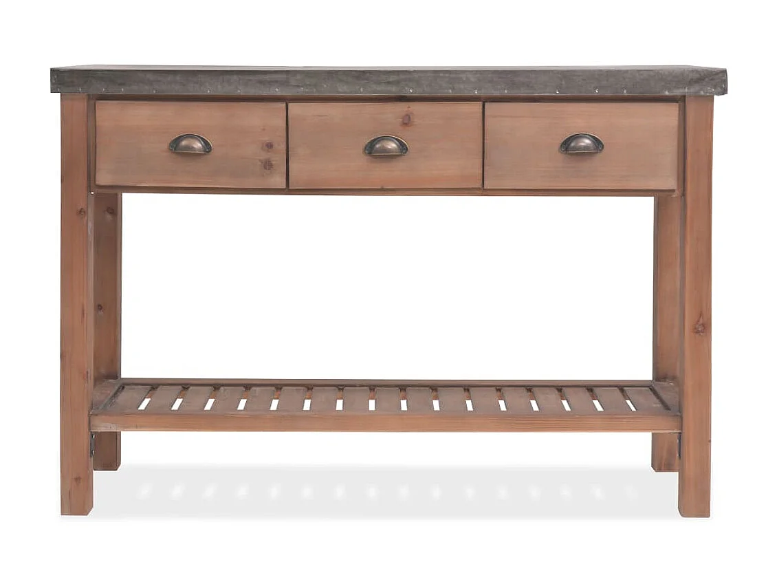 Console Bois massif de sapin 122 x 35 x 80 cm OFR12112 BonneVie Meuble