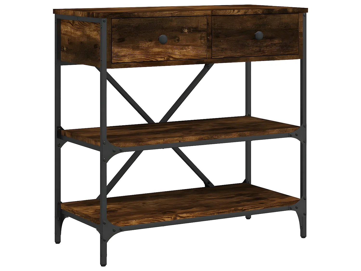 Console chêne fumé 75x34,5x75 cm bois d'ingénierie OFR24724 BonneVie Meuble