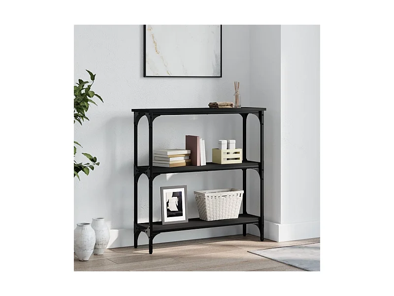 Mesa consola madera de ingeniería negra 75x22,5x75 cm ES222561