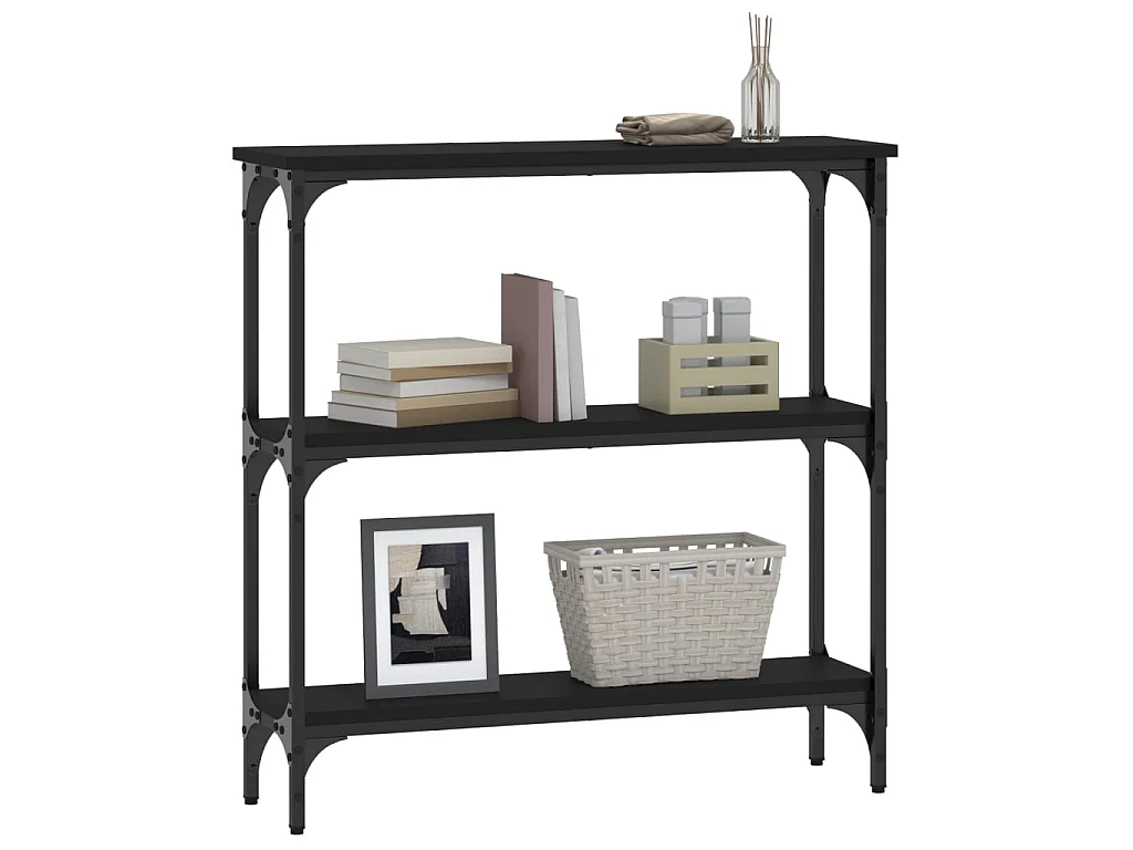 Mesa consola madera de ingeniería negra 75x22,5x75 cm ES222561