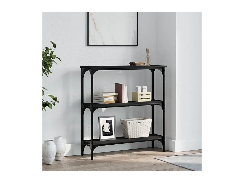 Console noir 75x22,5x75 cm bois d'ingénierie OFR58922 BonneVie Meuble