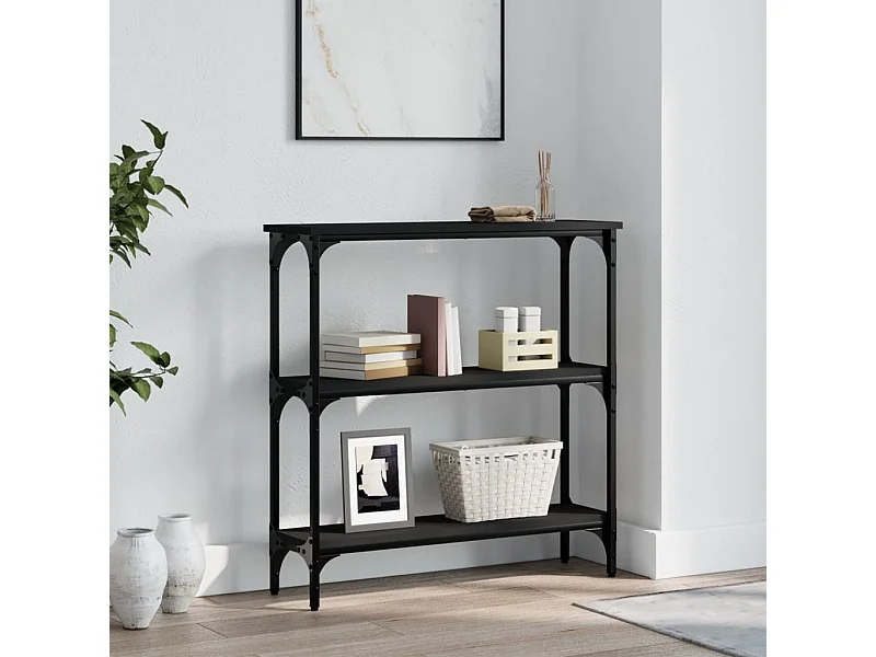 Console noir 75x22,5x75 cm bois d'ingénierie OFR58922 BonneVie Meuble