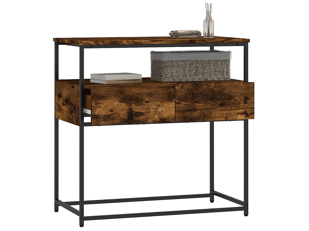 Console chêne fumé 75x40x75 cm bois d'ingénierie OFR74434 BonneVie Meuble