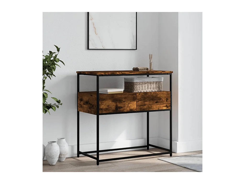 Console chêne fumé 75x40x75 cm bois d'ingénierie OFR74434 BonneVie Meuble