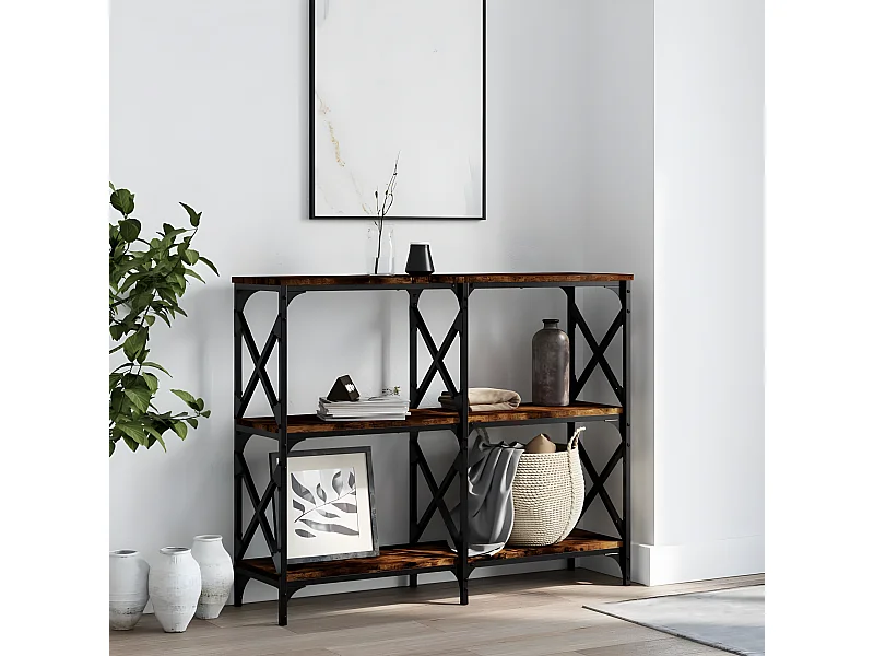 Wandtafel 100x28x80,5 cm bewerkt hout gerookt eikenkleurig NL853676