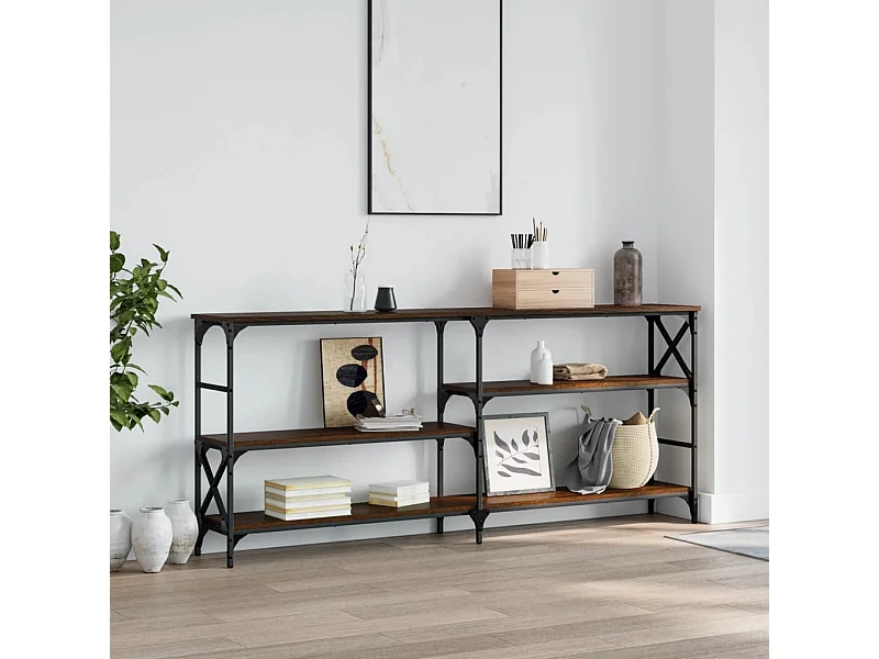 Mesa consola madera de ingeniería marrón roble 180x29x76,5 cm ES850870