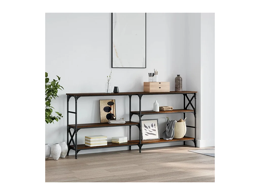 Console chêne marron 180x29x76,5 cm bois d'ingénierie OFR91028 BonneVie Meuble