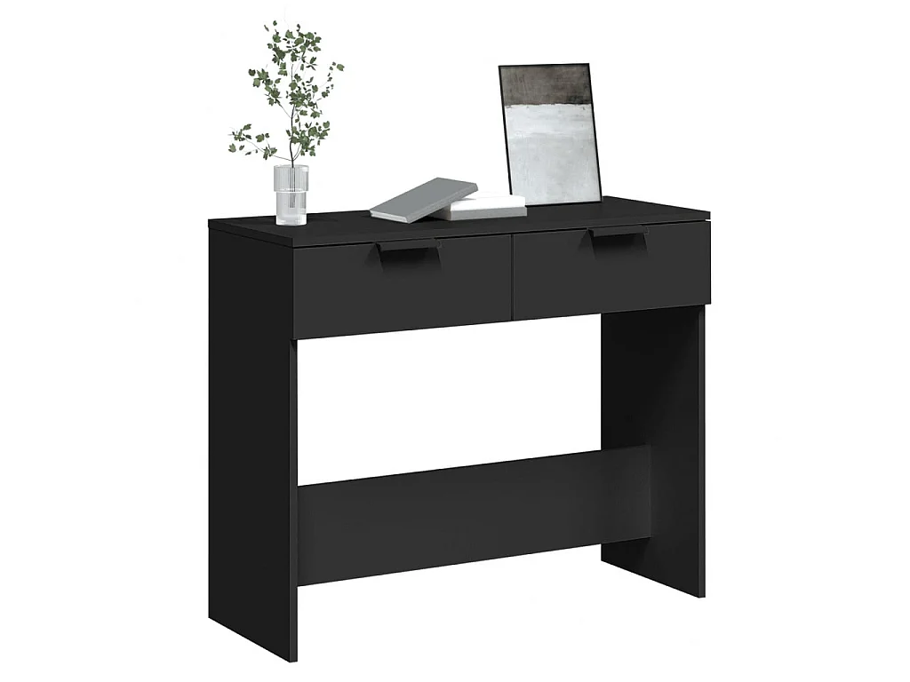 Konsolentisch,Flurtisch Schwarz 90x36x75 cm Holzwerkstoff -gkd80259