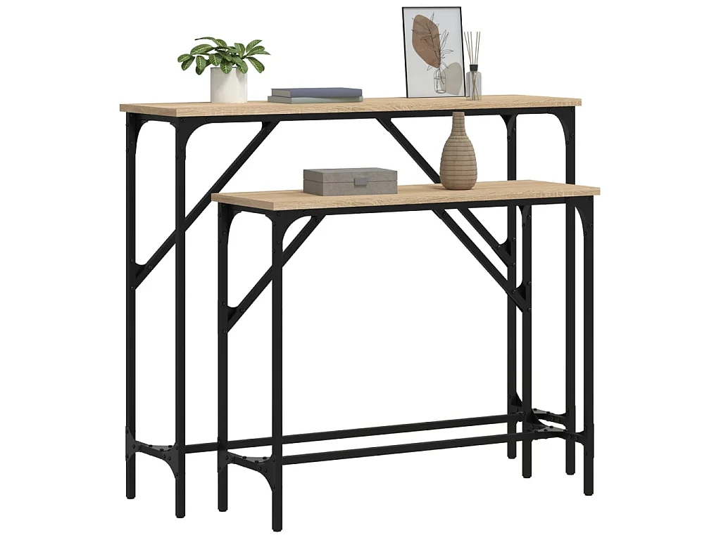Tables console 2 pcs chêne sonoma bois d'ingénierie OFR14805 BonneVie Meuble