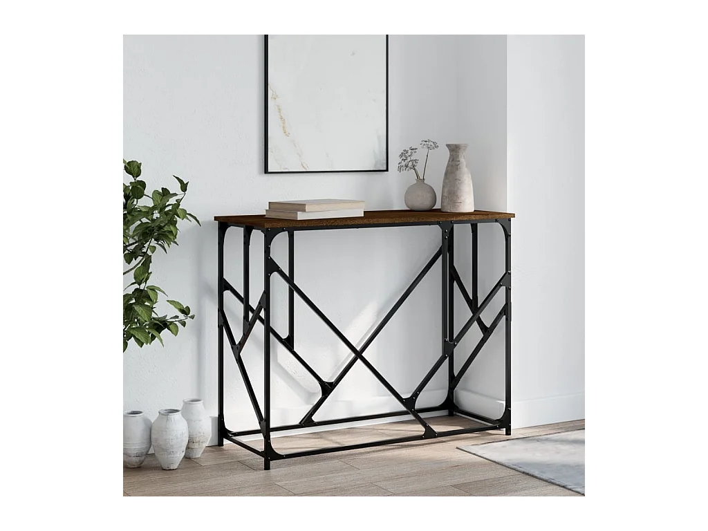 Console chêne marron 100x40x80 cm bois d'ingénierie OFR67112 BonneVie Meuble