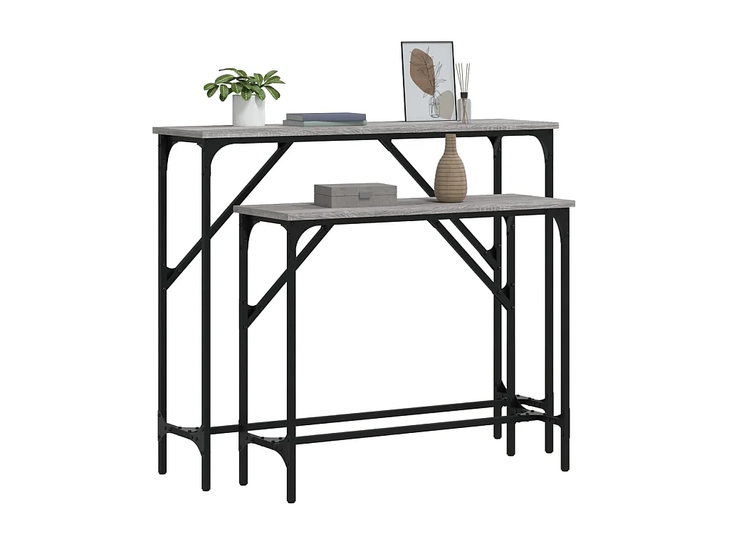 2er-set-Konsolentisch,Flurtische Grau Sonoma Holzwerkstoff -gkd766602
