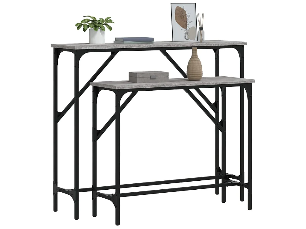 Tables console 2 pcs sonoma gris bois d'ingénierie OFR35277 BonneVie Meuble