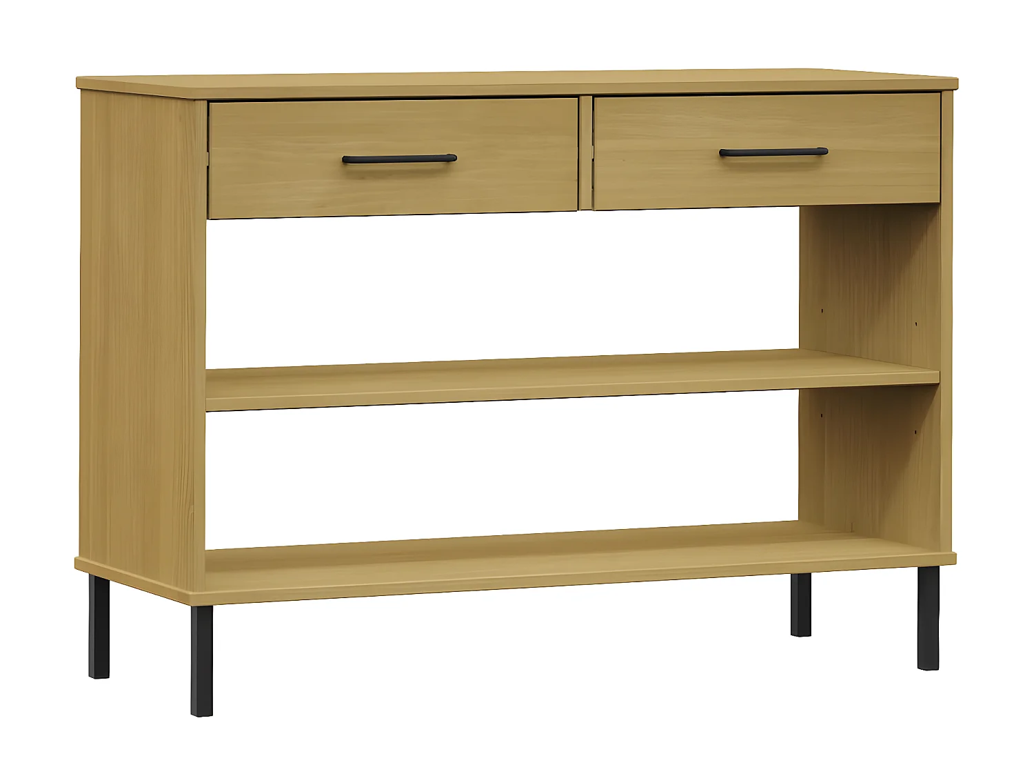 Wandkast met metalen poten OSLO massief grenenhout bruin NL779816