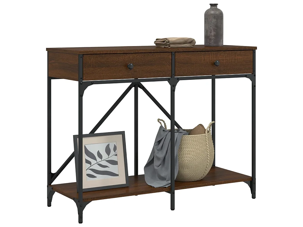 Console chêne marron 100x39x78,5 cm bois d'ingénierie OFR98686 BonneVie Meuble