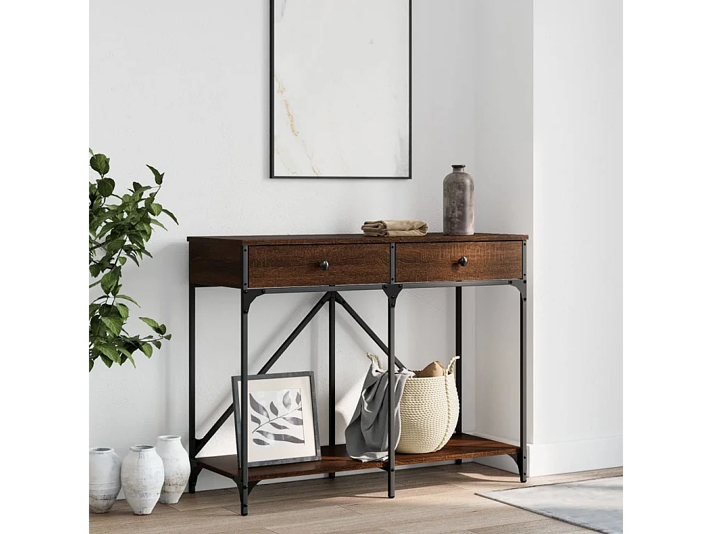 Console chêne marron 100x39x78,5 cm bois d'ingénierie OFR98686 BonneVie Meuble