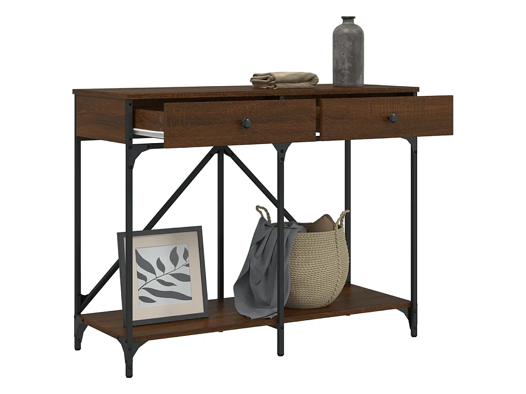 Console chêne marron 100x39x78,5 cm bois d'ingénierie OFR98686 BonneVie Meuble