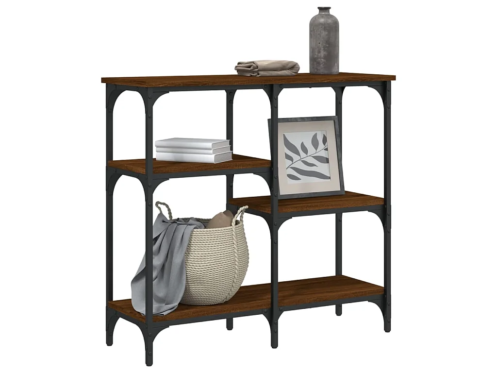 Mesa consola madera de ingeniería marrón roble 80x29x75 cm ES154740