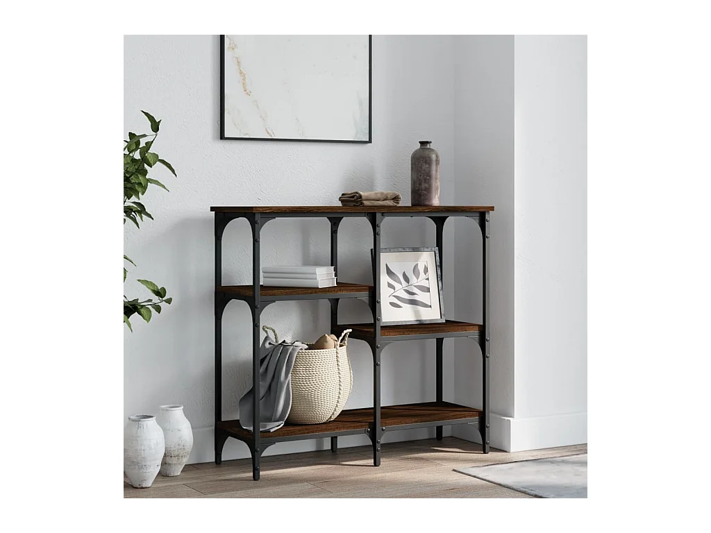 Console chêne marron 80x29x75 cm Bois d'ingénierie OFR80149 BonneVie Meuble