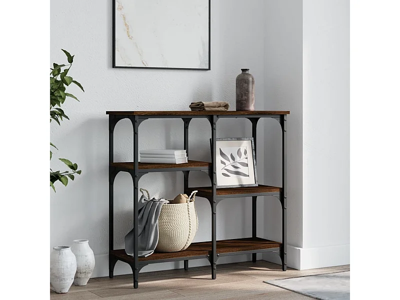 Console chêne marron 80x29x75 cm Bois d'ingénierie OFR80149 BonneVie Meuble