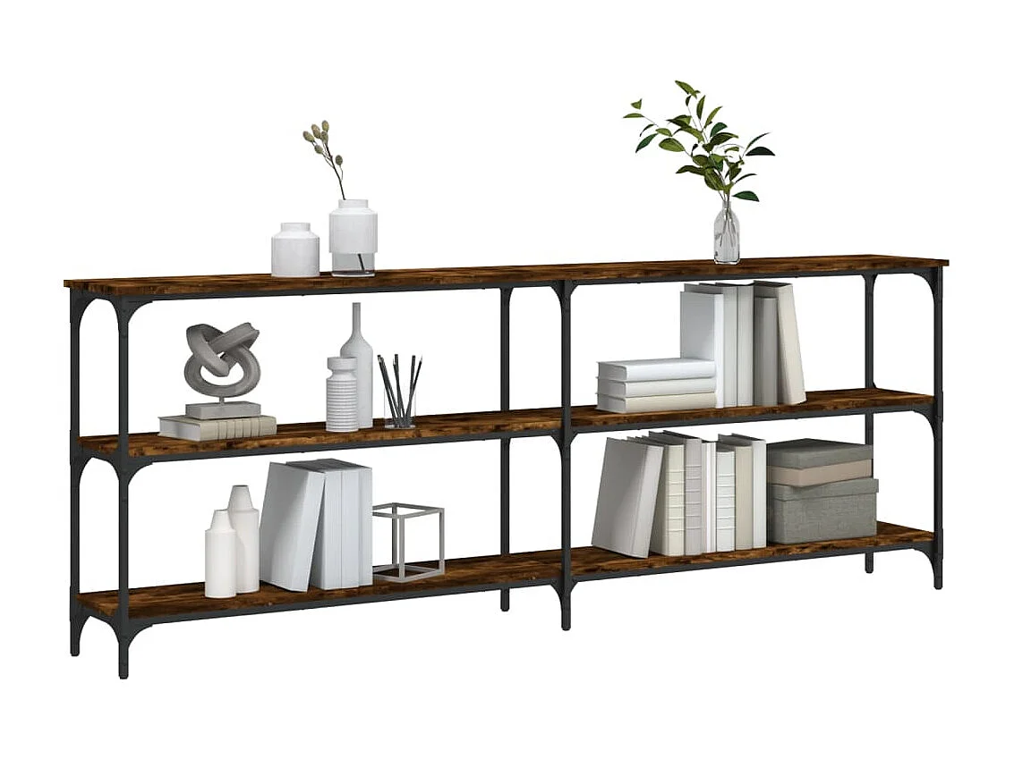 Console chêne fumé 200x29x75 cm bois d'ingénierie OFR67582 BonneVie Meuble