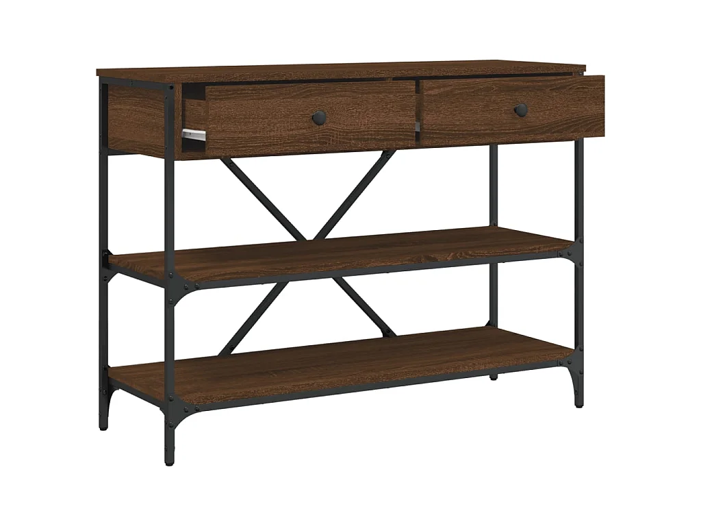 Console avec tiroirs et étagères chêne marron OFR29084 BonneVie Meuble