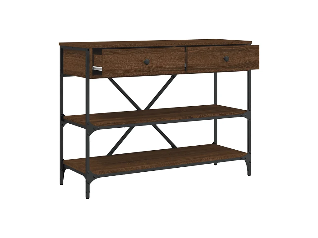 Mesa consola com gavetas e prateleiras carvalho castanho PT880535