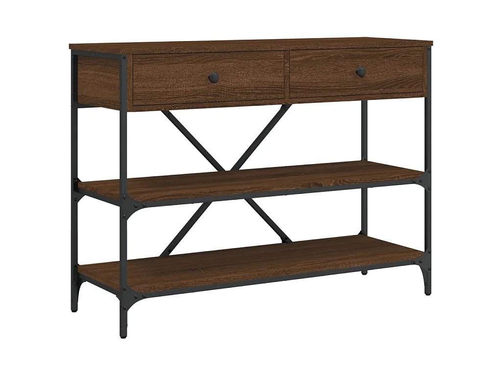 Console avec tiroirs et étagères chêne marron OFR29084 BonneVie Meuble
