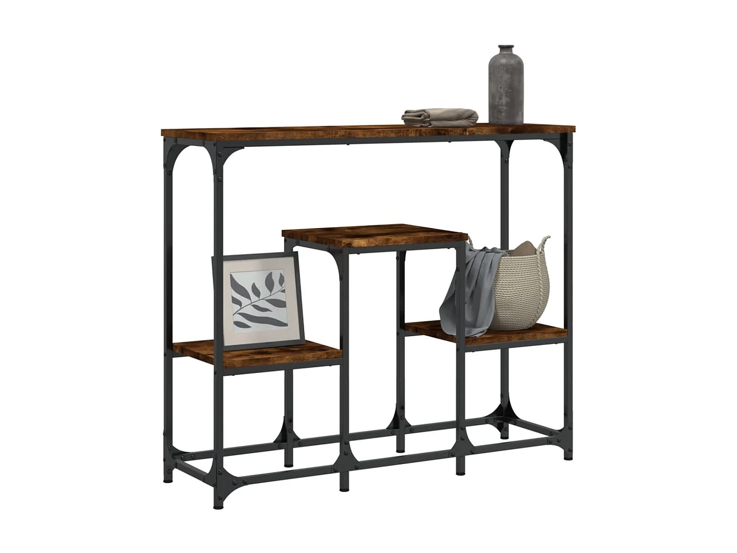 Console chêne fumé 89,5x28x76 cm bois d'ingénierie OFR50972 BonneVie Meuble