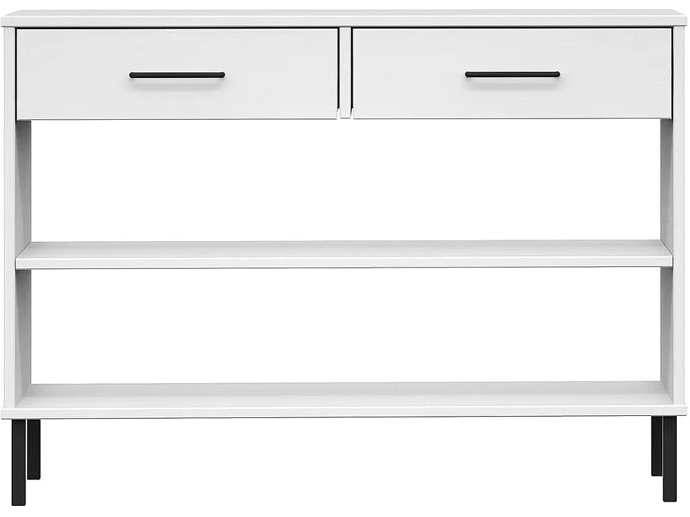 Armoire console avec pieds en métal Blanc Bois pin massif OSLO OFR78003 BonneVie Meuble