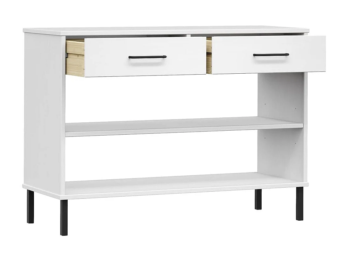 Armoire console avec pieds en métal Blanc Bois pin massif OSLO OFR78003 BonneVie Meuble