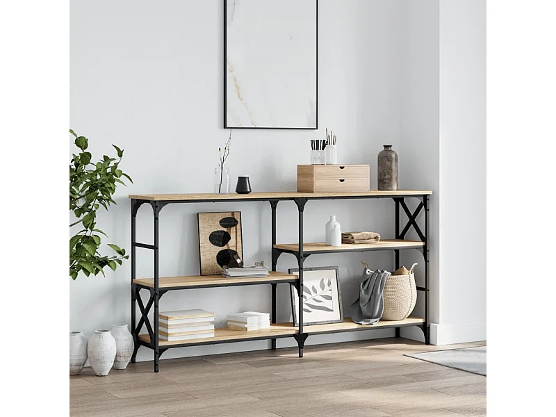 Mesa consola madera de ingeniería roble Sonoma 150x29x76,5 cm ES274372