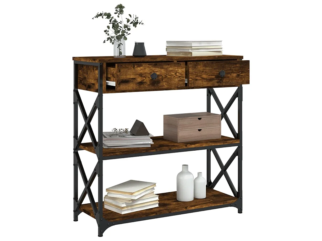 Console chêne fumé 75x28x75 cm bois d'ingénierie OFR48514 BonneVie Meuble