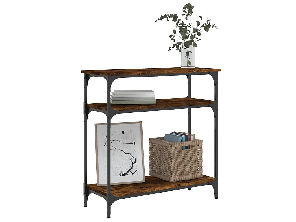 Wandtafel 75x29x75 cm bewerkt hout gerookt eikenkleurig NL910361