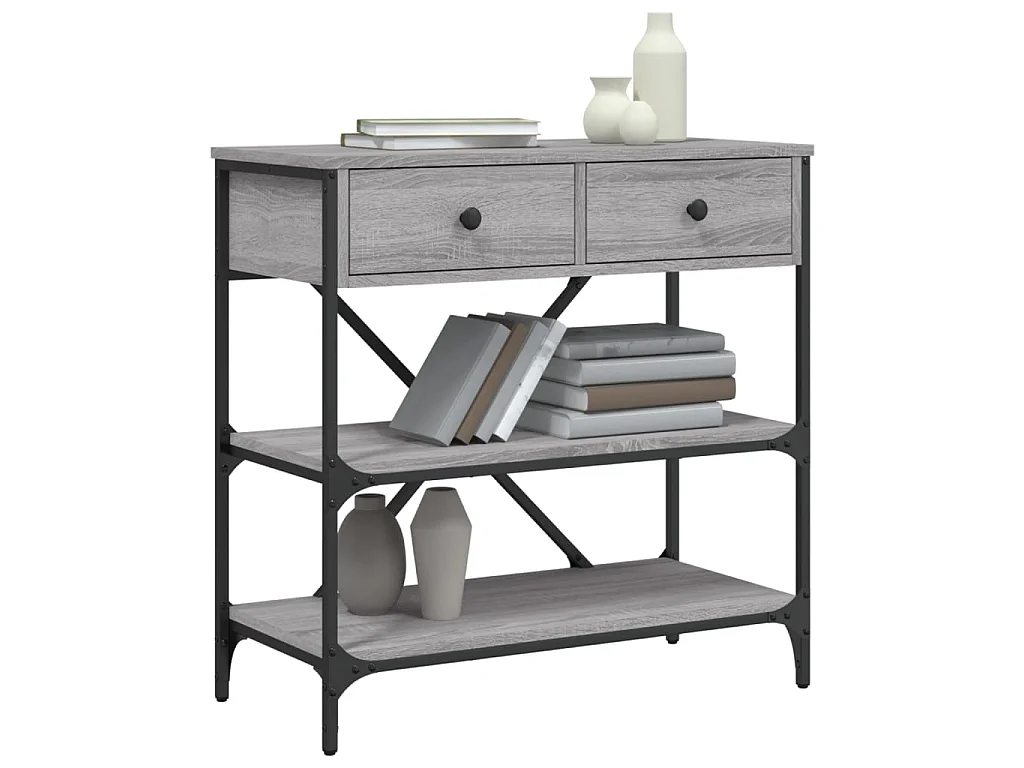 Console sonoma gris 75x34,5x75 cm bois d'ingénierie OFR72335 BonneVie Meuble