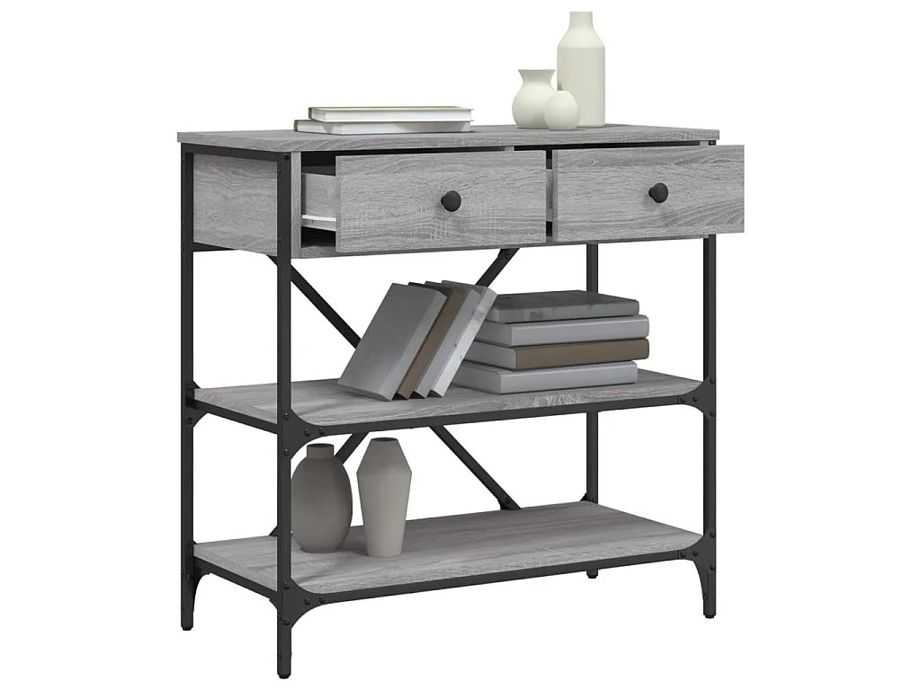 Console sonoma gris 75x34,5x75 cm bois d'ingénierie OFR72335 BonneVie Meuble