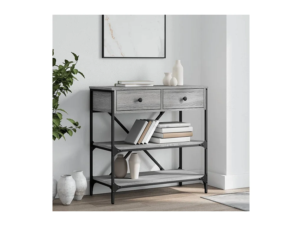 Console sonoma gris 75x34,5x75 cm bois d'ingénierie OFR72335 BonneVie Meuble