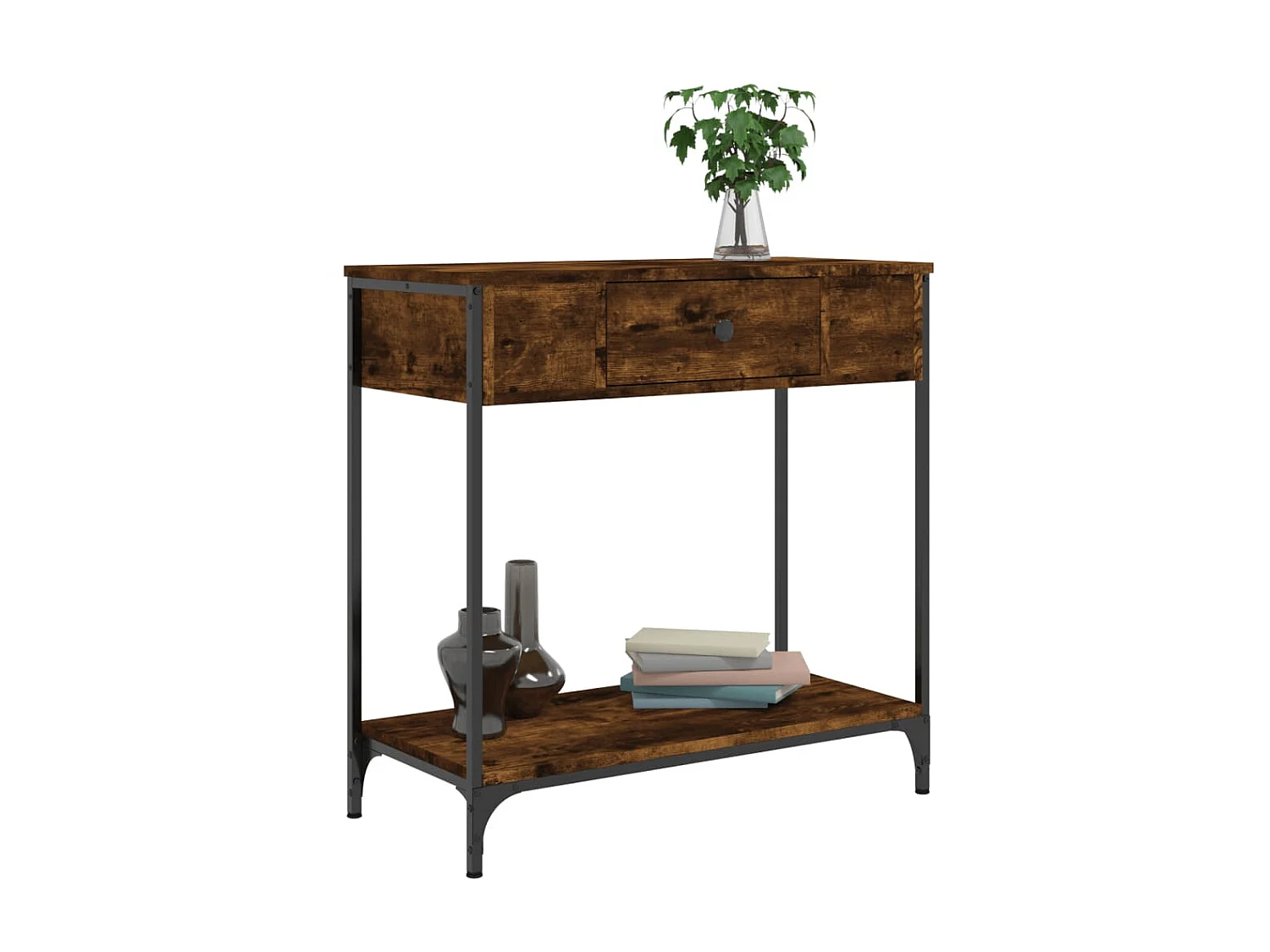 Console chêne fumé 75x34,5x75 cm bois d'ingénierie OFR61266 BonneVie Meuble