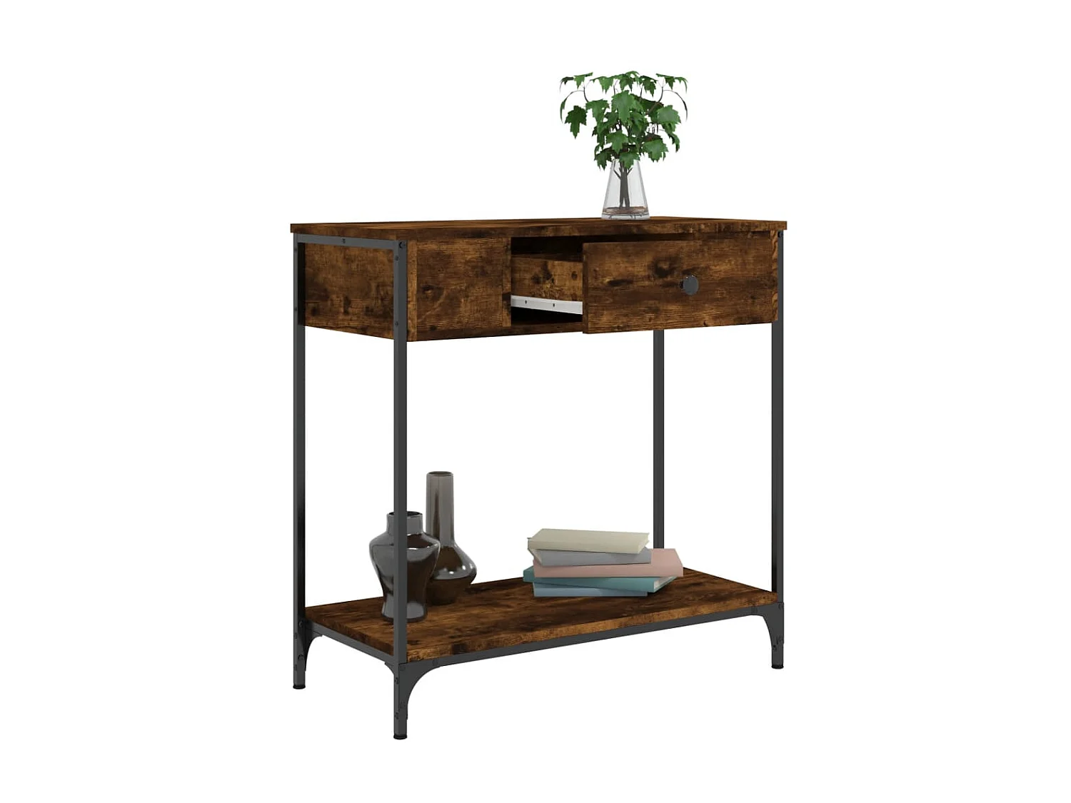 Console chêne fumé 75x34,5x75 cm bois d'ingénierie OFR61266 BonneVie Meuble