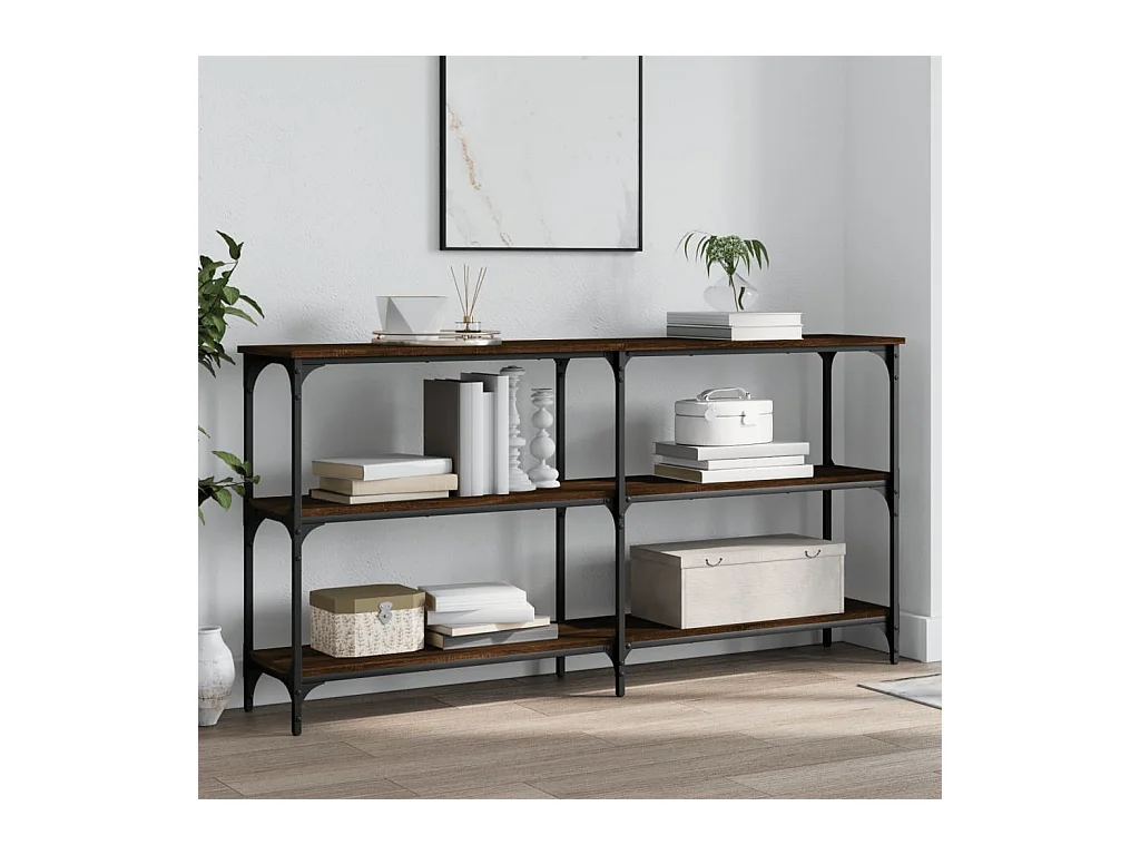 Console chêne marron 150x29x75 cm bois d'ingénierie OFR59281 BonneVie Meuble