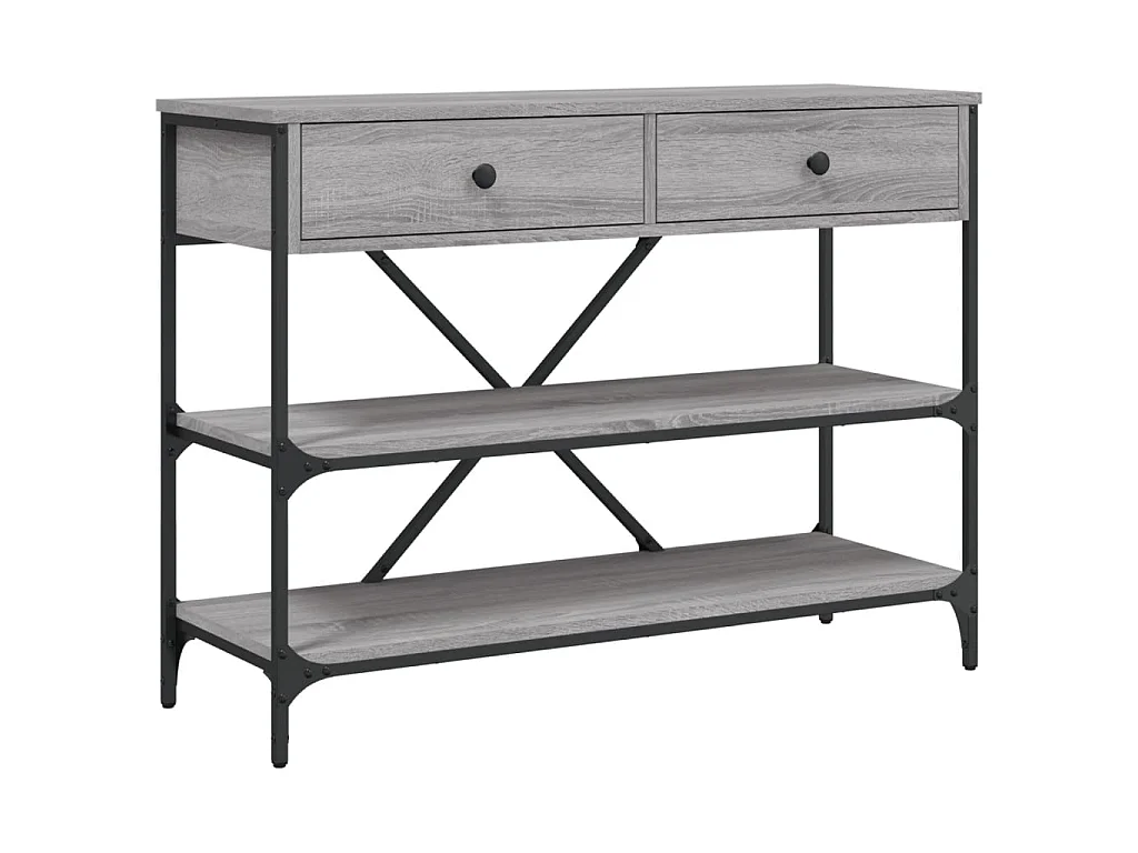 Console avec tiroirs et étagères gris bois d'ingénierie OFR88013 BonneVie Meuble