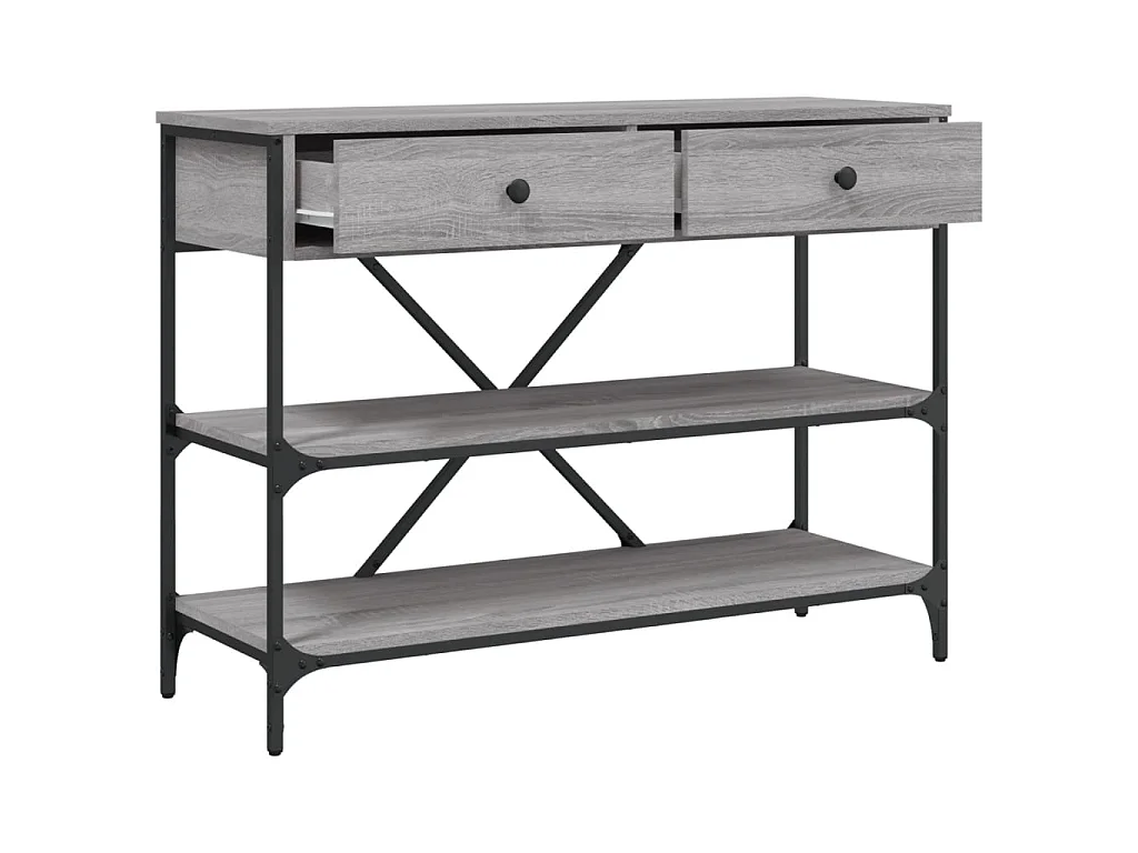 Console avec tiroirs et étagères gris bois d'ingénierie OFR88013 BonneVie Meuble