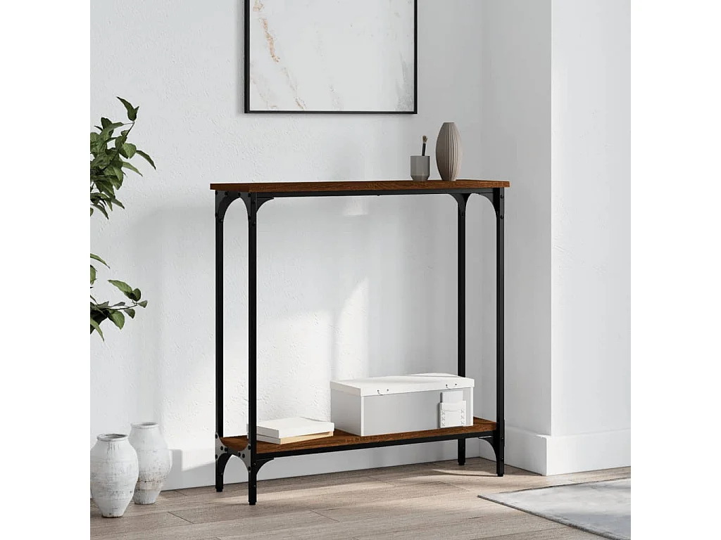 Console chêne marron 75x22,5x75 cm bois d'ingénierie OFR99141 BonneVie Meuble